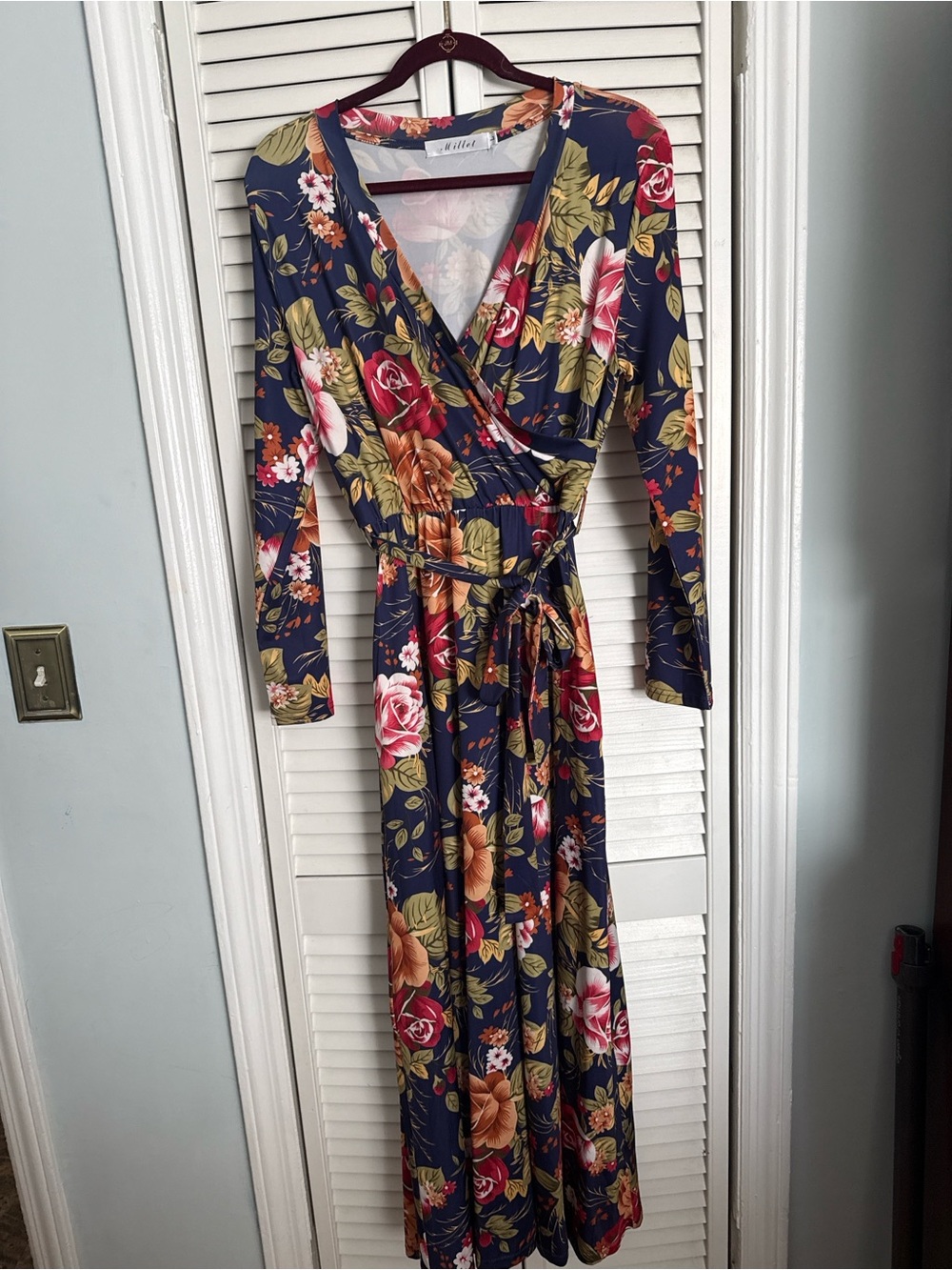Willow Navy Multicolor Floral Wrap Maxi Dress